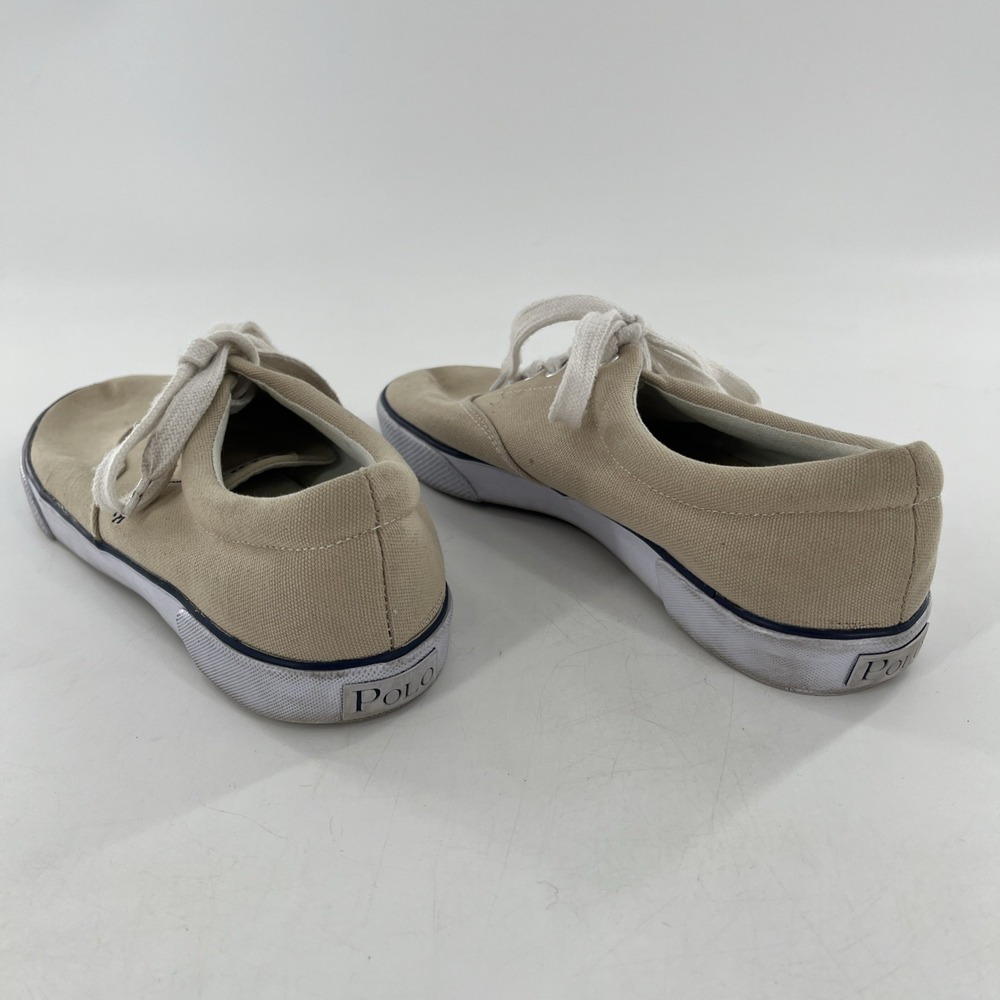 Polo Ralph Lauren Canvas Sneakers Lace Up Beige‎ Tan Casual Shoe Pony - Picture 10 of 16